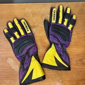 Teknic Yellow and Purple Motorcycle Gloves